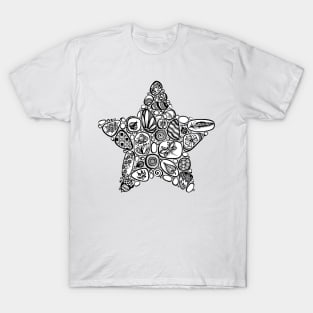 Decorative Star Symbol from Sea Pebbles with Ornaments T-Shirt